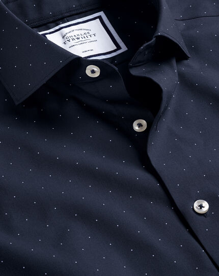 Semi-Spread Collar Non-Iron Spot Print Shirt - Navy