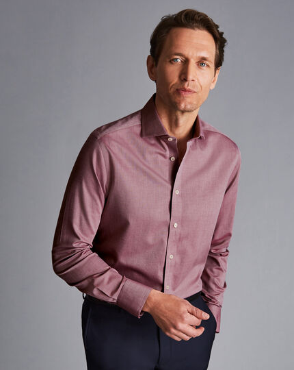 Spread Collar Non-Iron Regent Weave Shirt - Berry