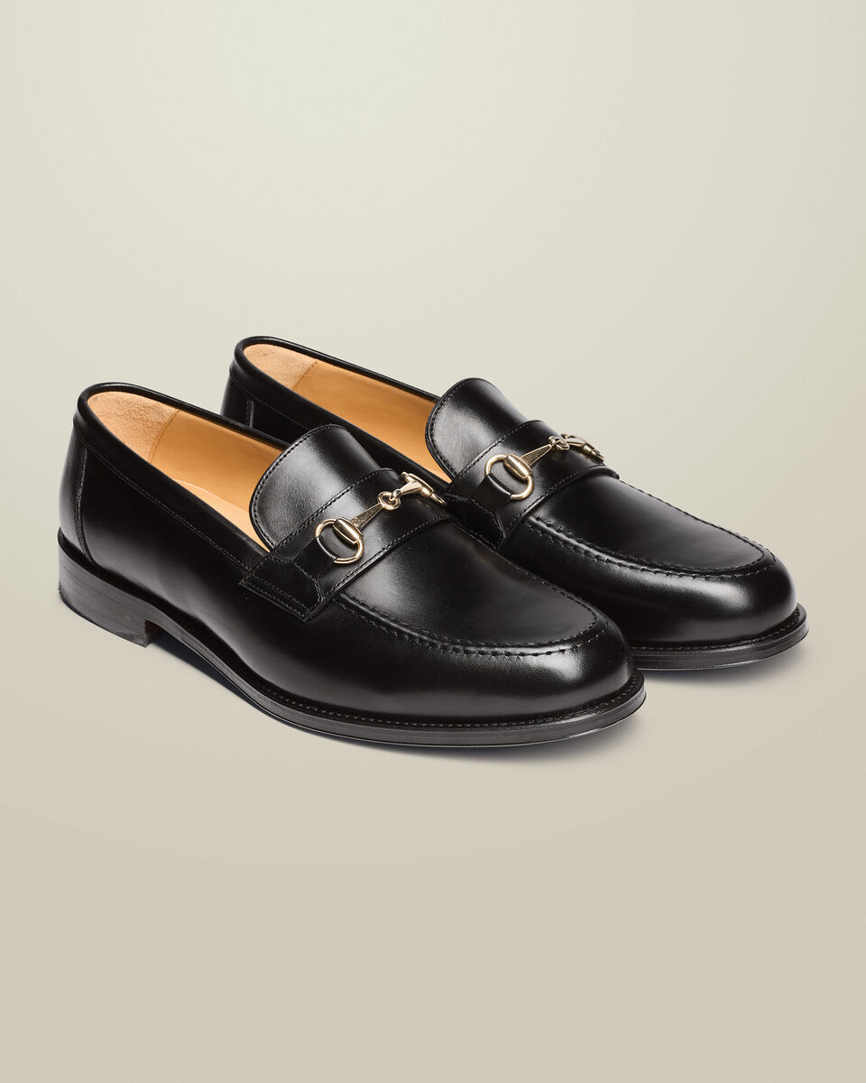 Horsebit-Slipper aus Leder&nbsp;- Schwarz