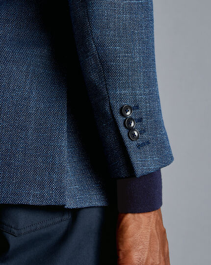 Basketweave Textured Jacket - Mid Blue