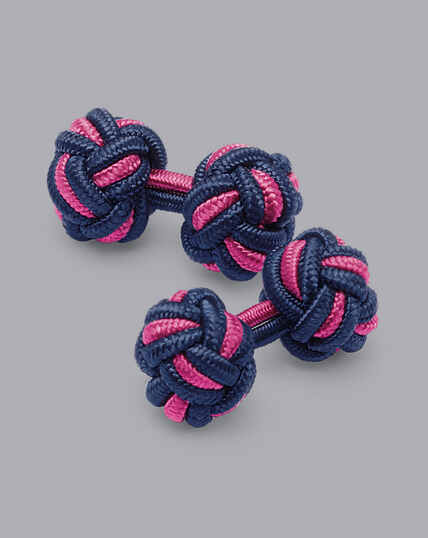 Knot Cufflinks - Indigo Blue & Bright Pink