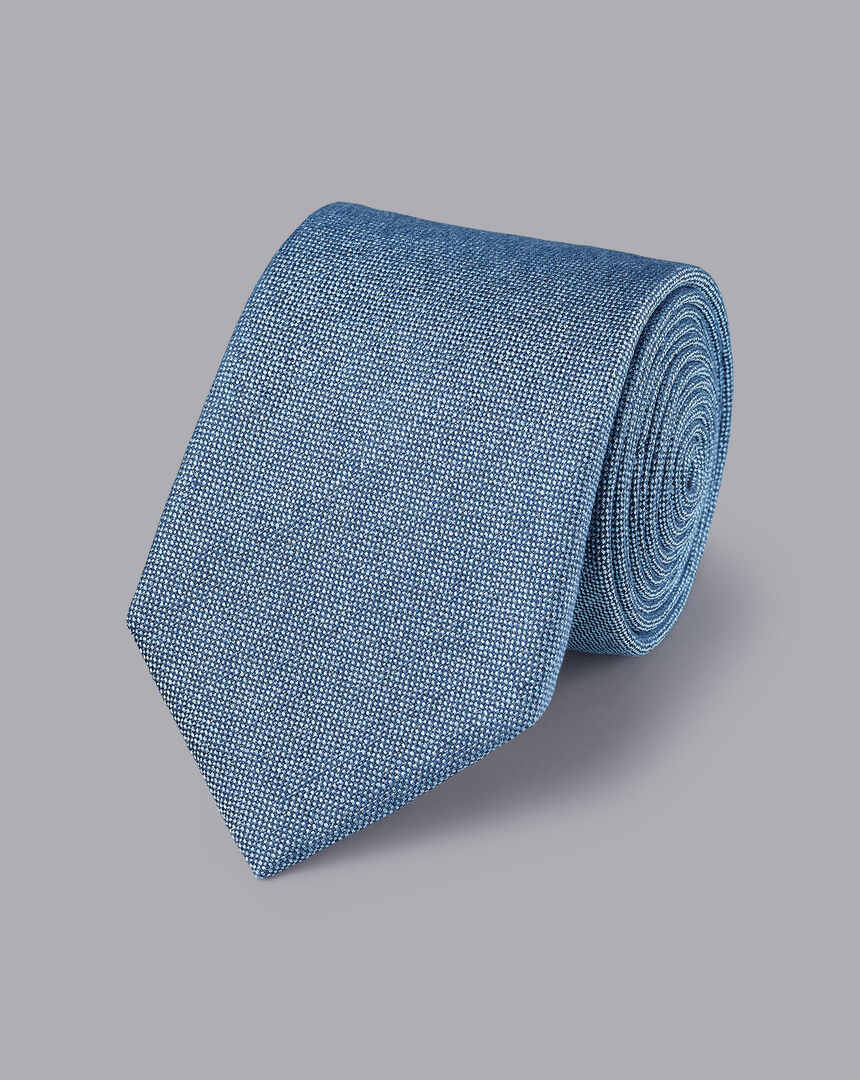 Silk Linen Tie - Denim Blue