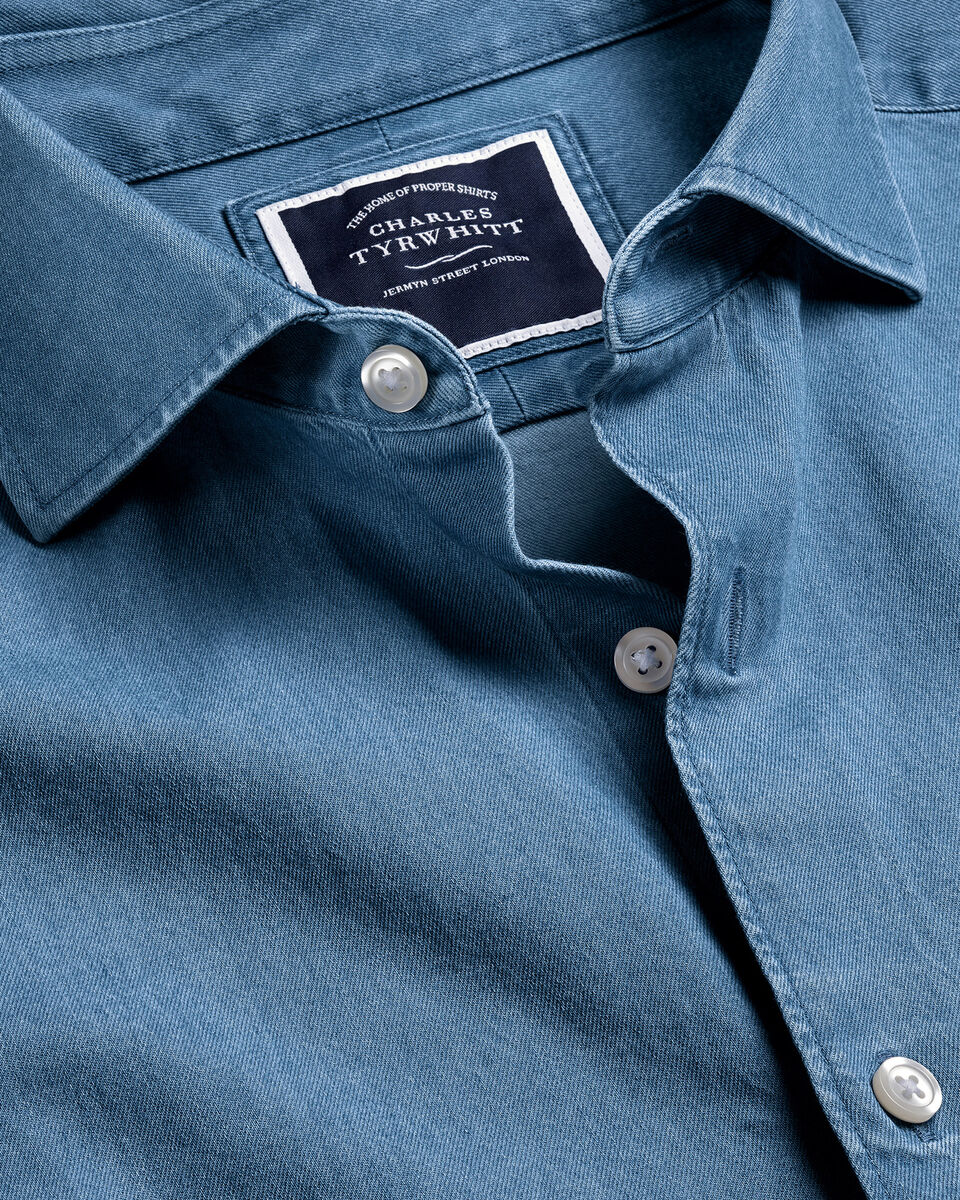 Spread Collar Denim Shirt Ocean Blue Charles Tyrwhitt
