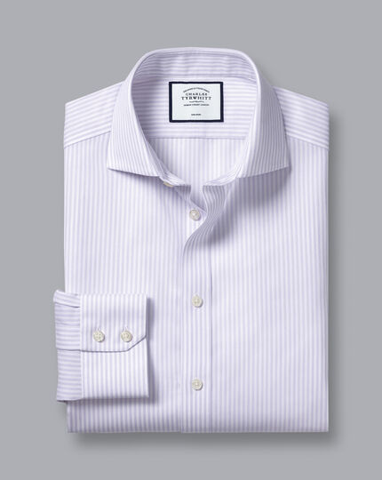 Cutaway Collar Non-Iron Cotton Stretch Stripe Shirt - Lilac