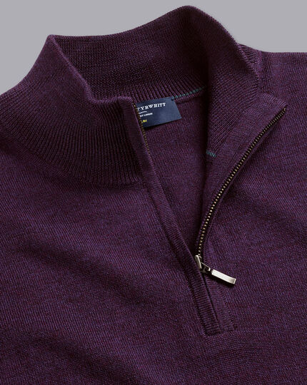 Merino Zip Neck Sweater - Dark Purple