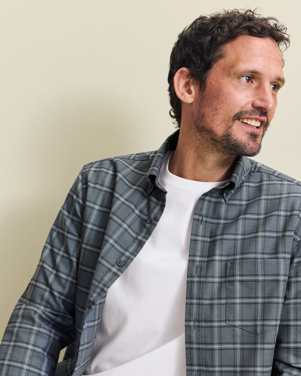 Non-Iron Twill Check Shirt - Graphite Grey