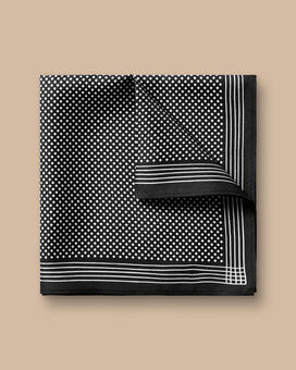 Spot Print Silk Pocket Square - Black