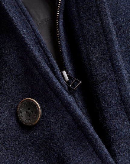 Funnel Neck Wool Overcoat - Ink Blue