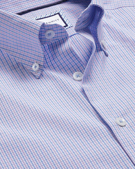 Button-Down Collar Non-Iron Oxford Gingham Check Shirt - Violet Purple