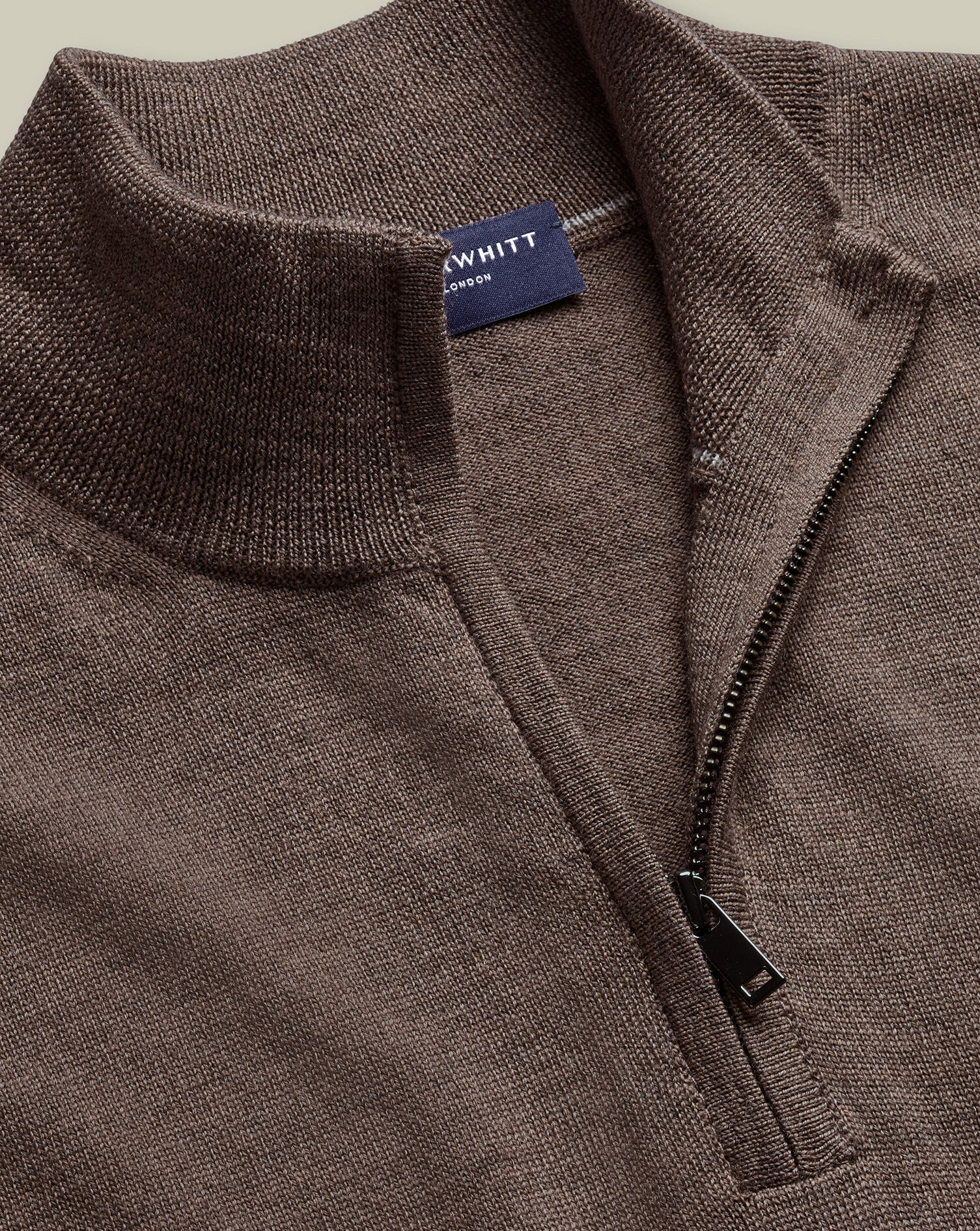 Pure Merino Zip-Neck Jumper – Mocha | Charles Tyrwhitt