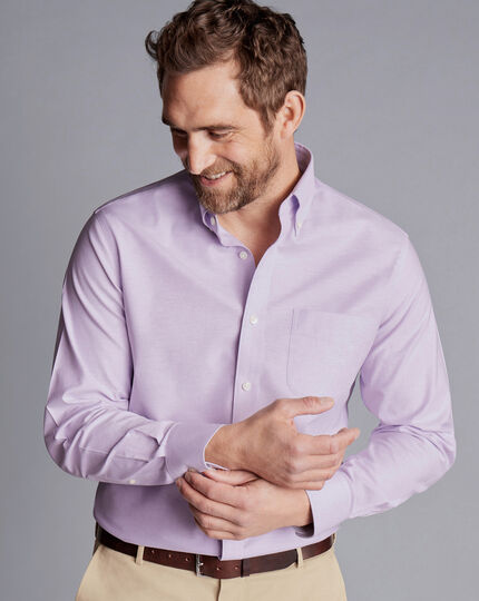 Bügelfreies Button-Down Stretch Oxford Hemd - Lavendel