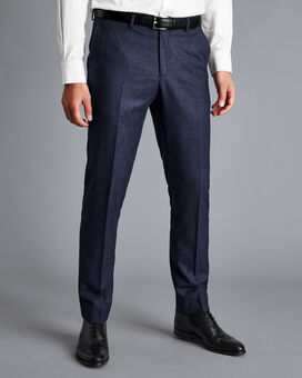 Italian Luxury Stretch Flannel Suit Pants - Dark Blue