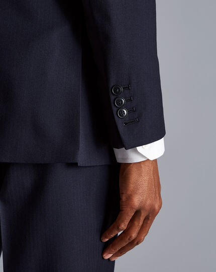 British Luxury Herringbone Suit - Navy