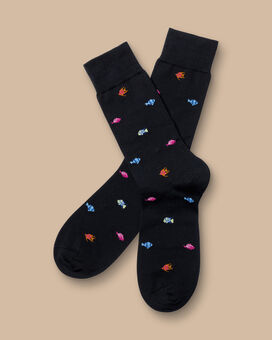 Tropical Fish Socks  - Black