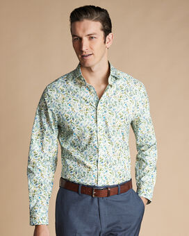 Made with Liberty Fabric Semi-Spread Collar Floral Print Shirt - Multi