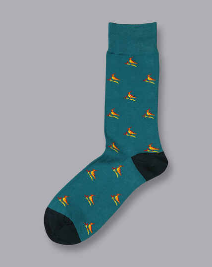 Socken mit Kiebitz-Motiv - Helles Aquamarin