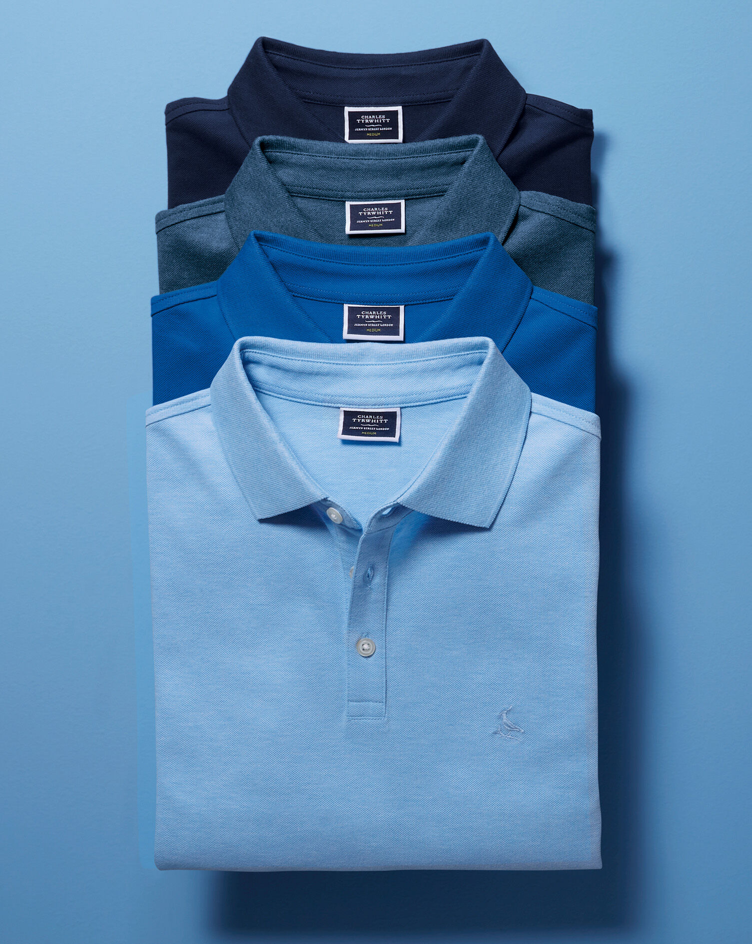 Tyrwhitt Pique Polo - Light Blue Marl 