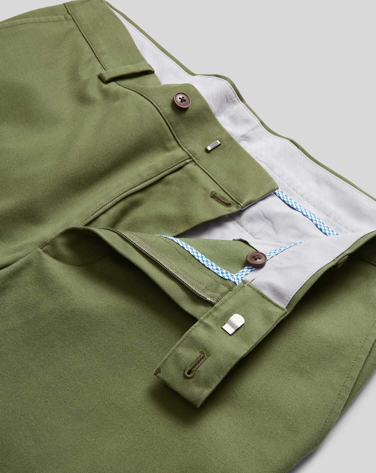 Non-Iron Chinos - Green | Charles Tyrwhitt