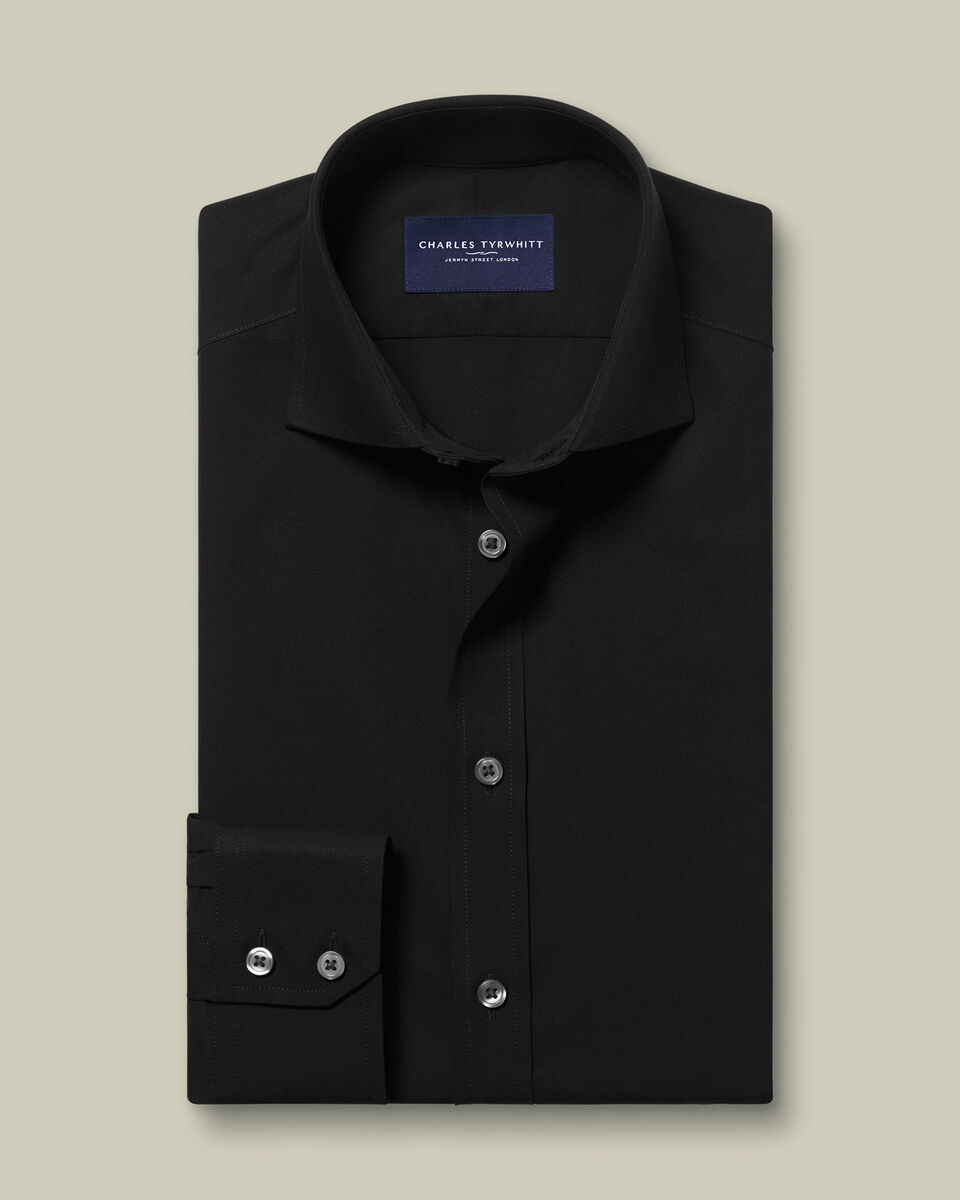 Non-Iron Stretch Poplin Shirt - Black