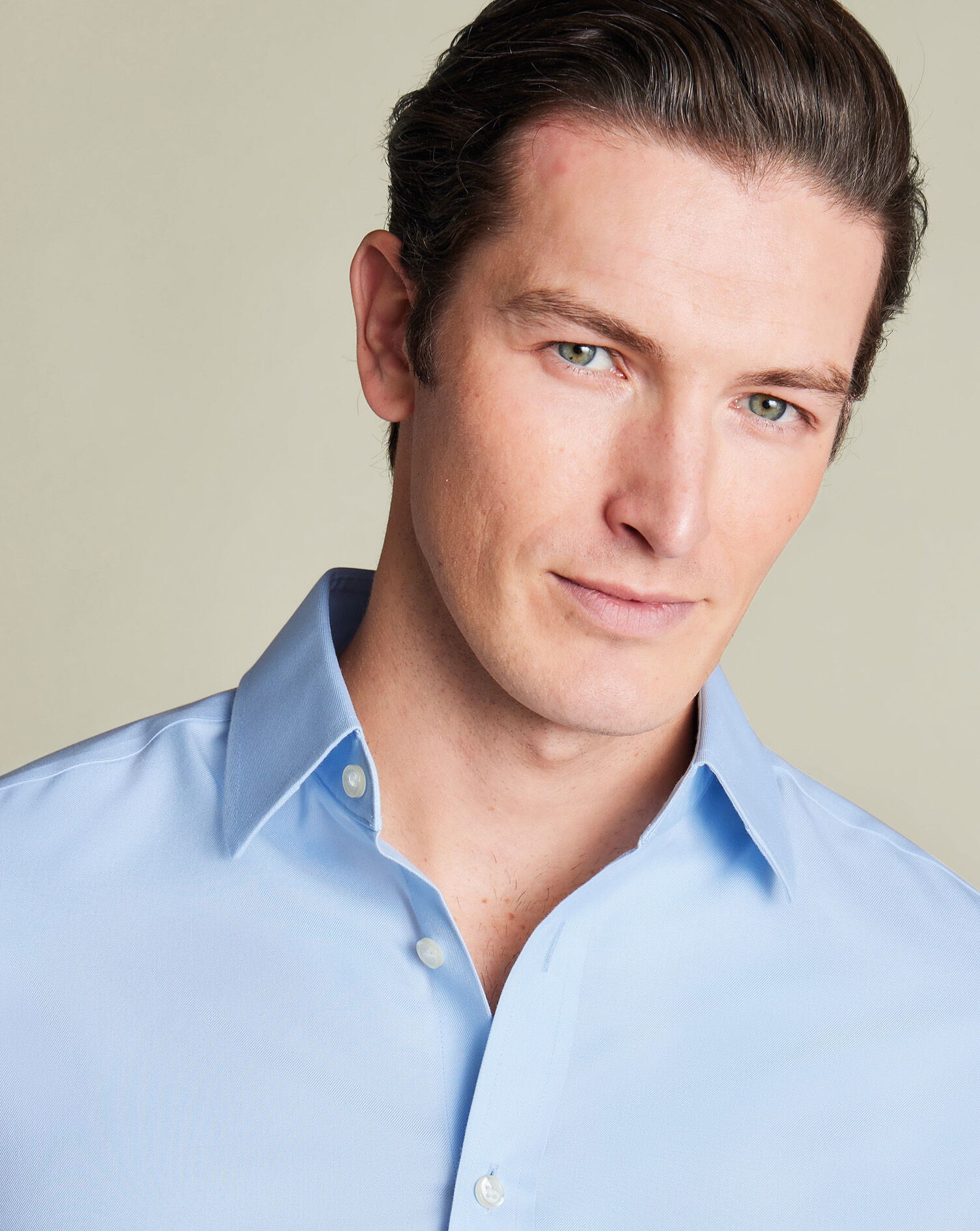 Bügelfreies Twill-Hemd - Himmelblau