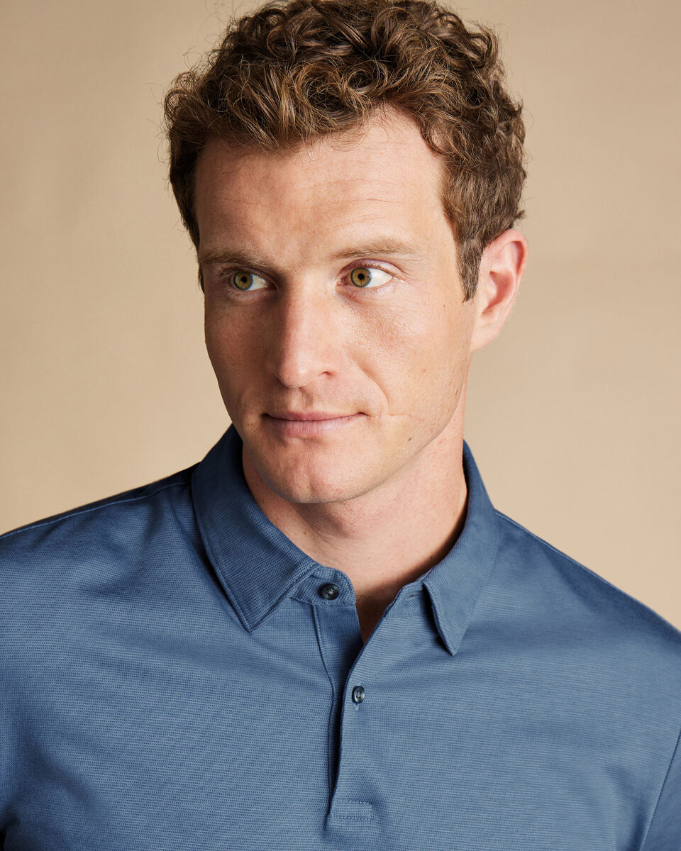 Polo en coton  Performance - Bleu acier