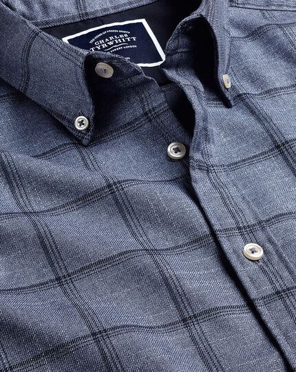 Button-Down Collar Non-Iron Twill Windowpane Check Shirt - Blue & Navy ...