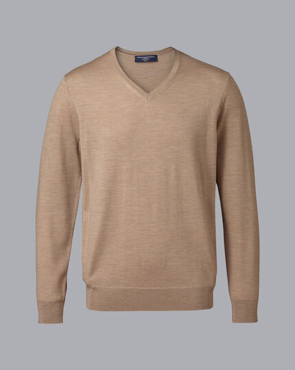 Merino V-Neck Sweater - Oatmeal