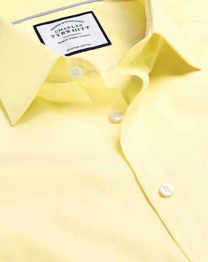 Semi-Cutaway Collar Egyptian Cotton Poplin Shirt - Yellow