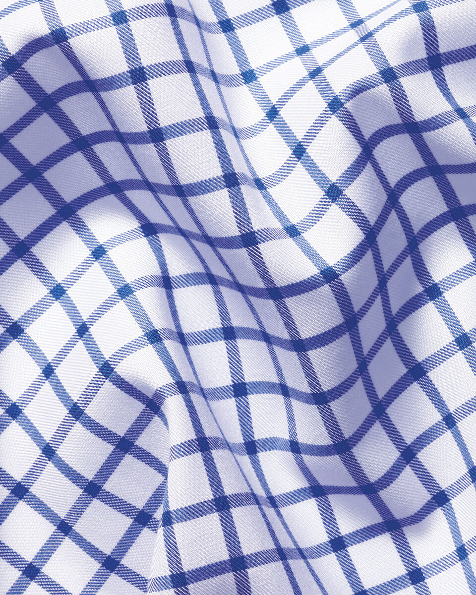 Non-Iron Twill Check Shirt - Cobalt Blue