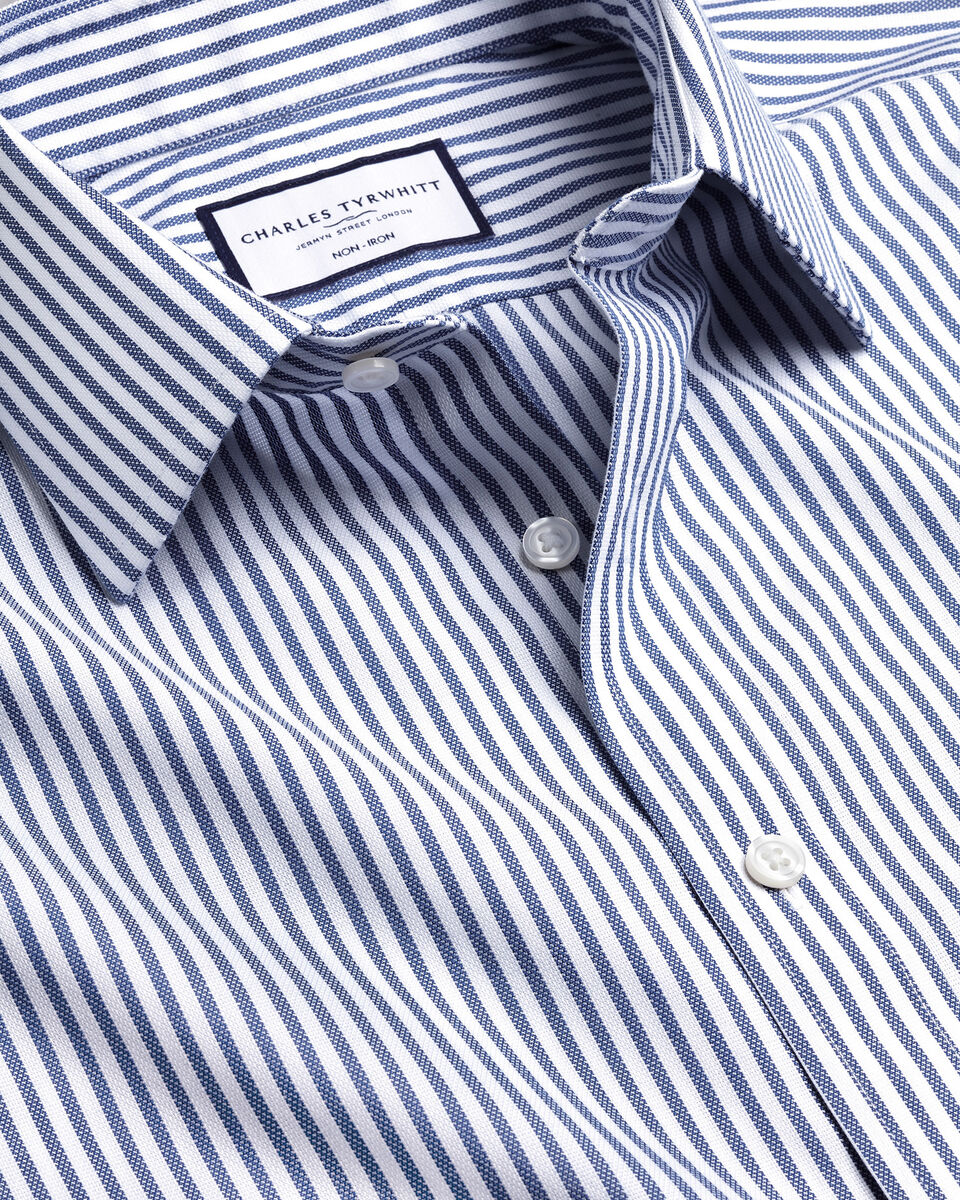 Non-Iron Royal Oxford Butcher Stripe Shirt - Royal Blue | Charles Tyrwhitt