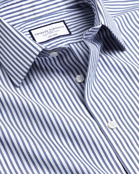 Bügelfreies Royal-Oxfordhemd mit Butcher-Streifen - Königsblau