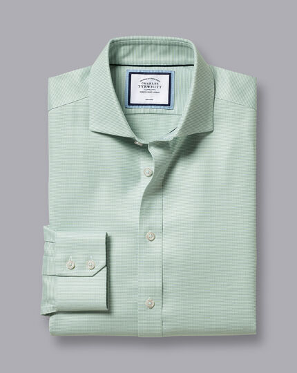 Spread Collar Non-Iron Cambridge Weave Shirt - Light Green