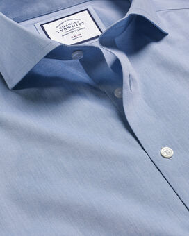 Spread Collar Non-Iron Poplin Shirt - Steel Blue