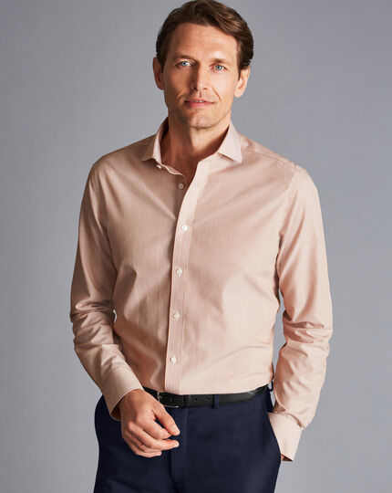 Cutaway Collar Non-Iron Bengal Stripe Shirt - Rust