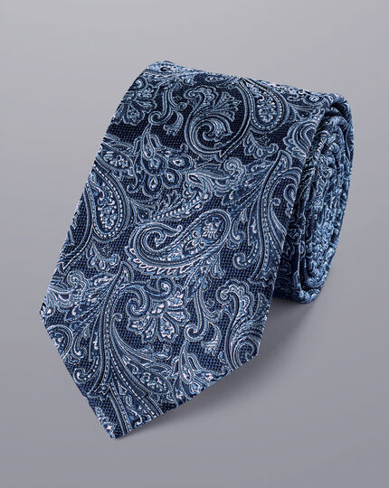 Paisley Silk Tie - Indigo Blue