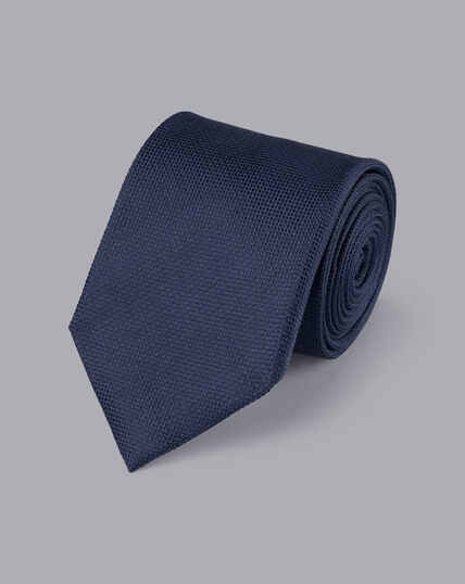 Stain Resistant Silk Tie - Navy