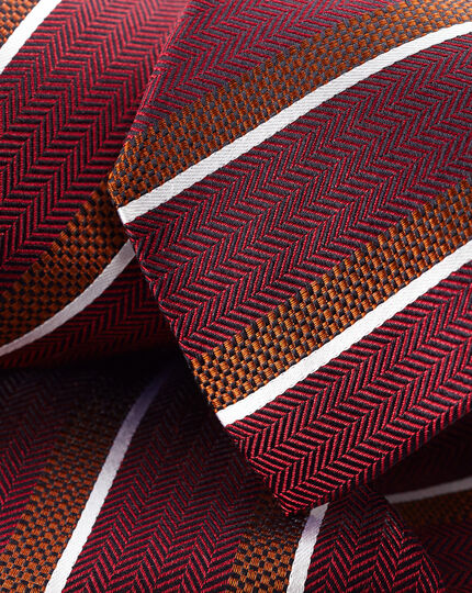 Krawatte aus Seide mit Streifen - Rot