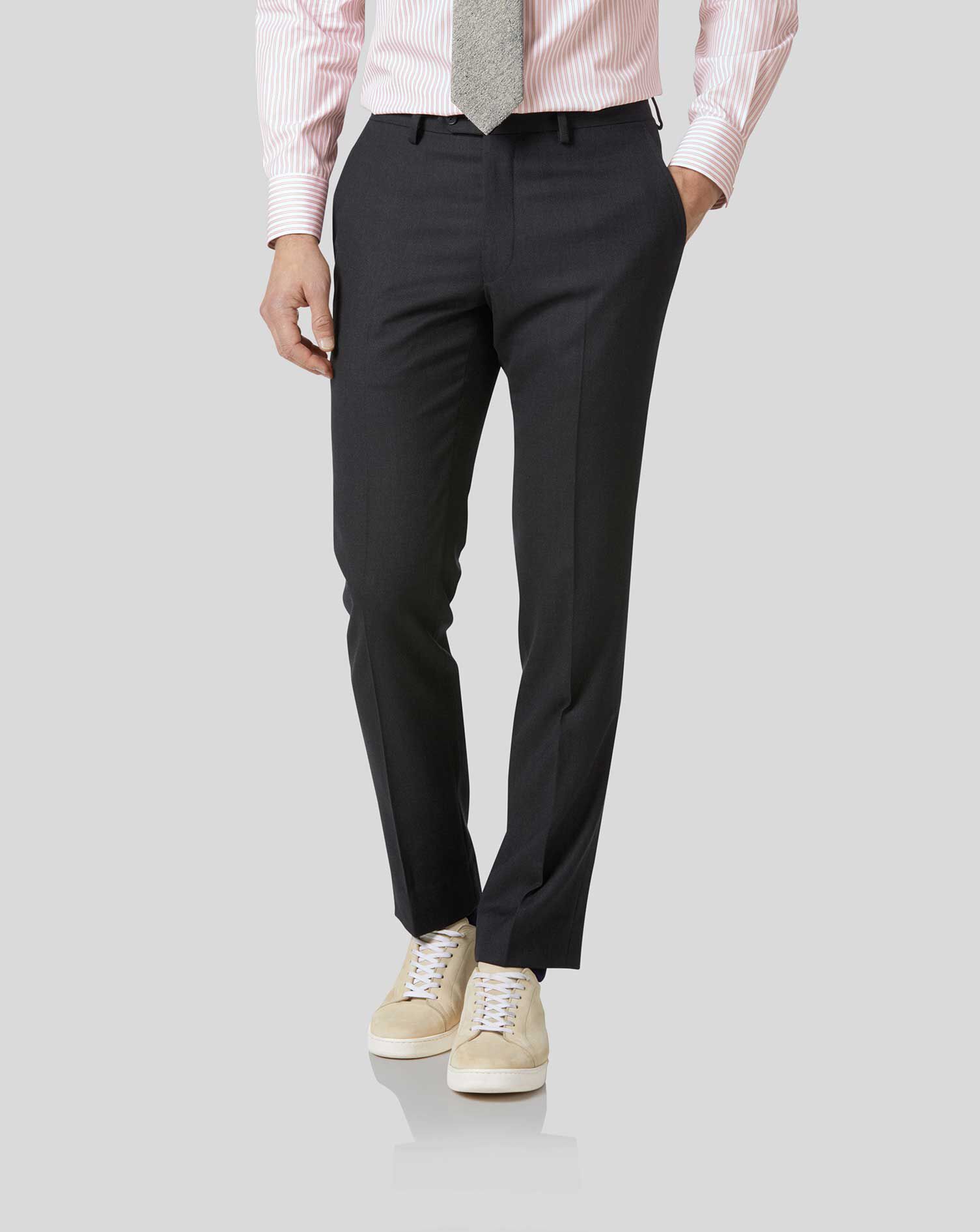 Charles V\u00f6gele Suit Trouser black striped pattern business style Fashion Suits Suit Trousers Charles Vögele 