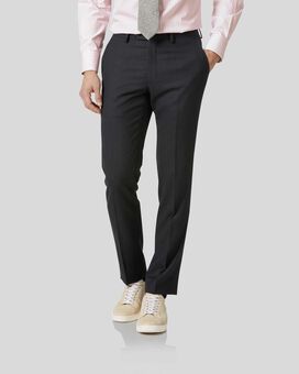 Birdseye Travel Suit Trousers - Charcoal Grey