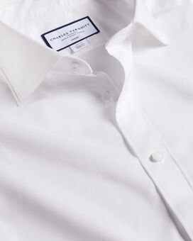 Luxuriöses Twill-Hemd mit Semi-Haifischkragen - Weiß