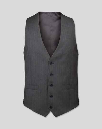 Stripe Birdseye Travel Suit Waistcoat - Grey