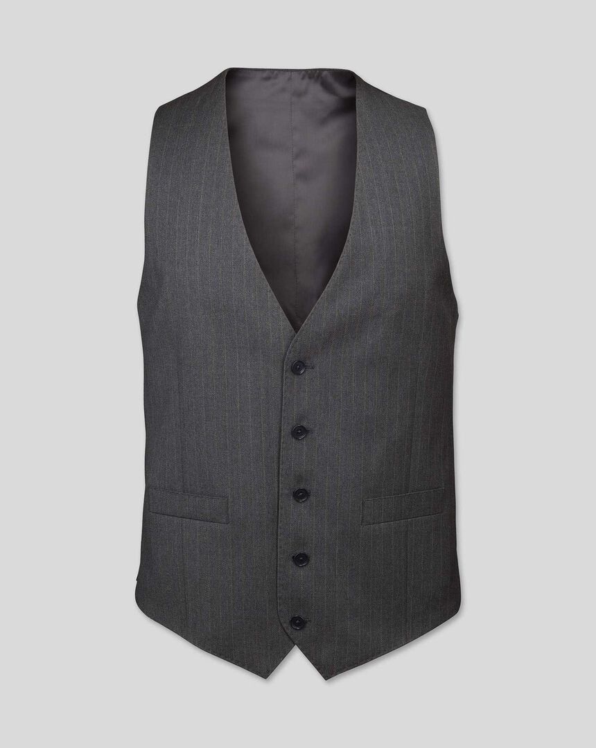 Stripe Birdseye Travel Suit Vest - Grey