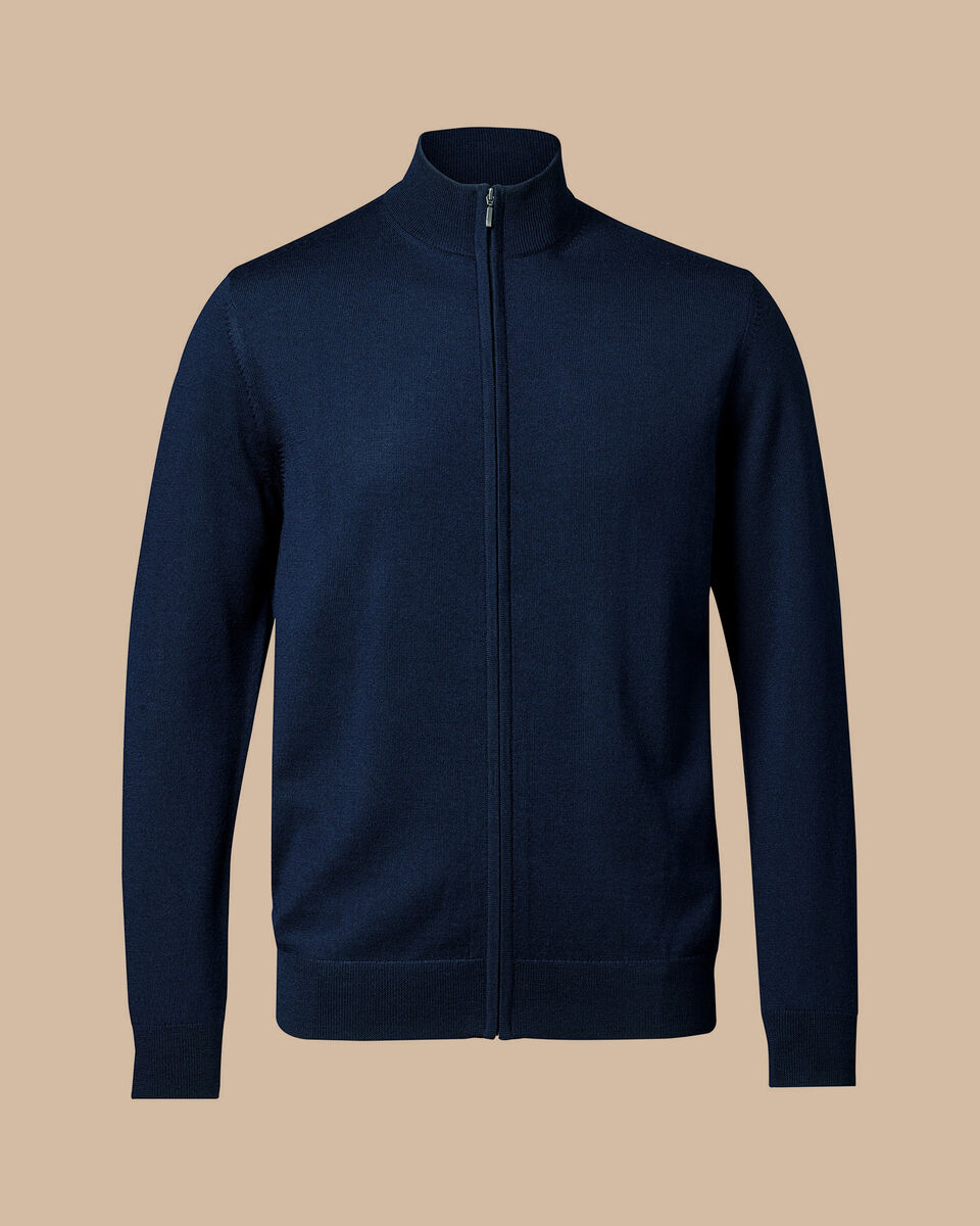 NAVY FULL ZIP CARDIGAN