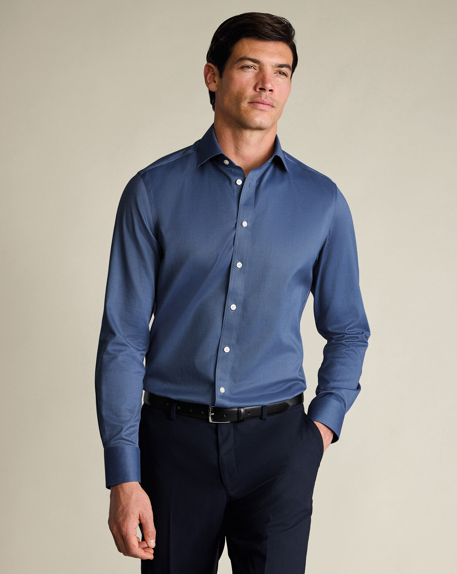 Non-Iron Twill Shirt - Denim Blue | Charles Tyrwhitt US