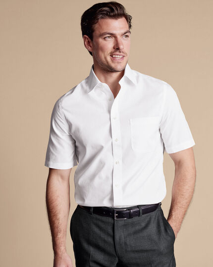 Non-Iron Poplin Short-Sleeve Shirt - White