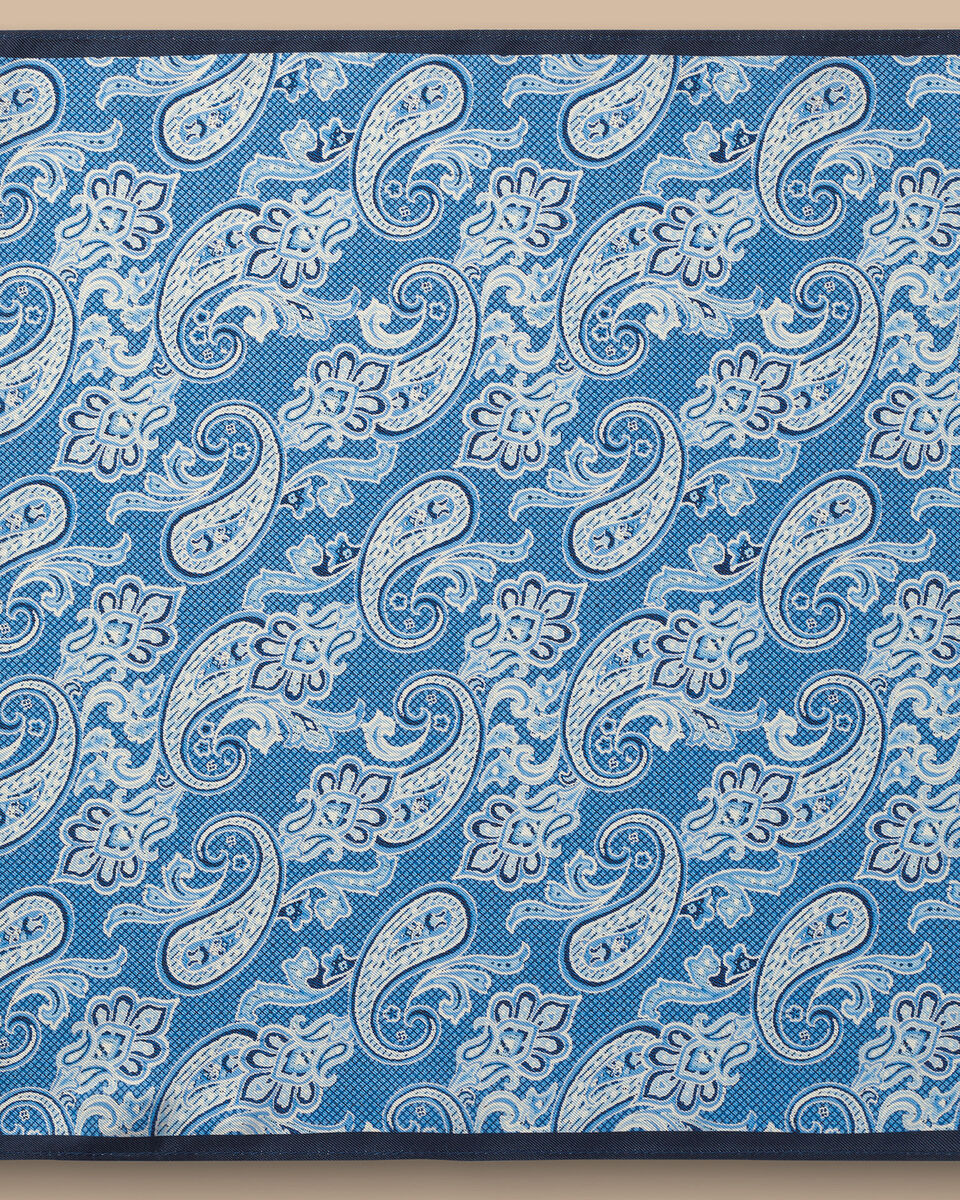 Paisley Silk Pocket Square - Ocean Blue