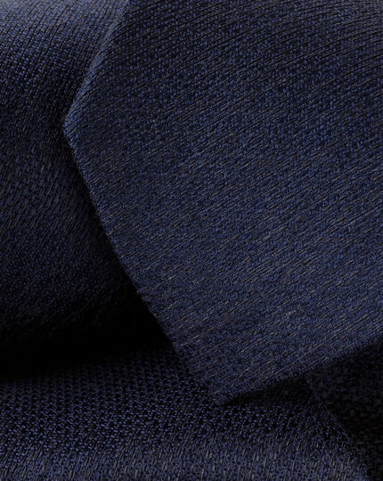 Krawatte aus Seide-Leinen-Mix - Französisches Blau