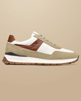 Leather and Suede Trainers - Cream & Dark Sand