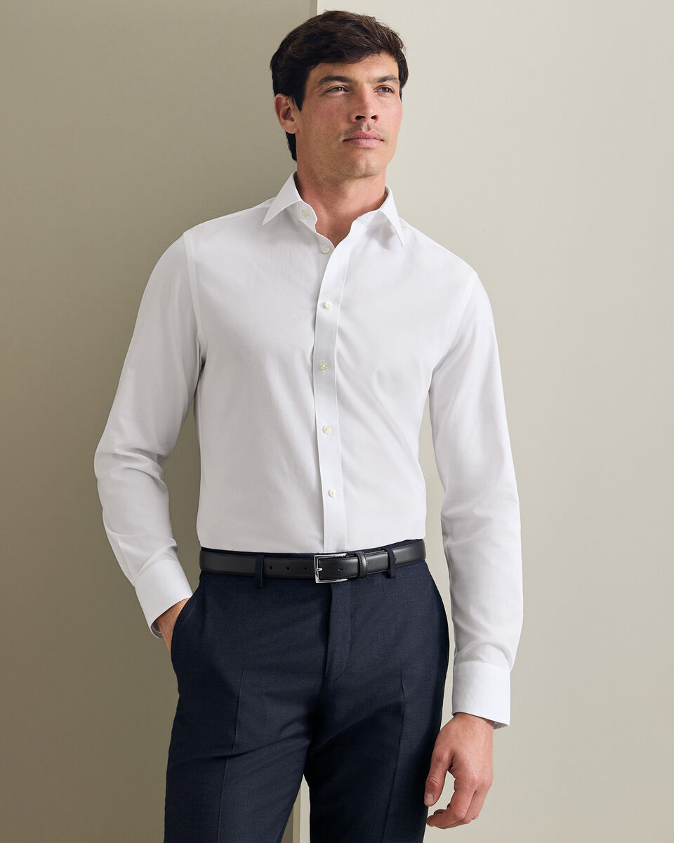 Non-Iron Stretch Poplin Shirt - White