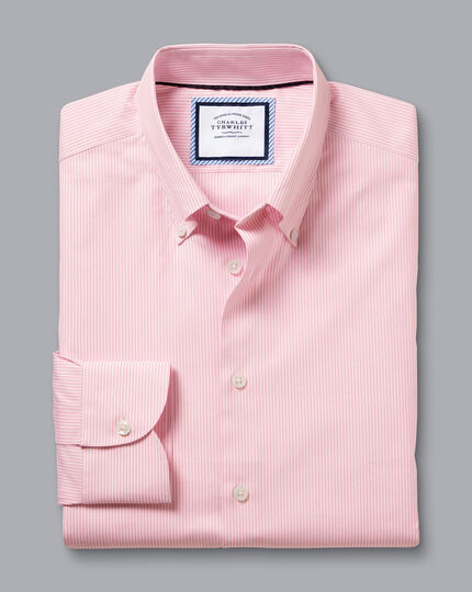 Button-Down Collar Non-Iron Oxford Stripe Shirt - Pink